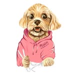 Illustrierter Hund im Plush-Hoodie